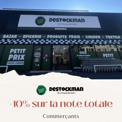 Réductions de 10 % chez DESTOCKMAN Carpiquet et Mondeville
