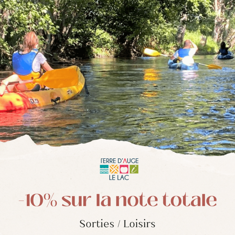 Réduction de 10% sur la descente de rivière au Lac Terre d'Auge