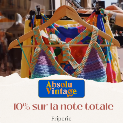 Réduction de 10% chez Absolu Vintage Fripe & Café à Caen