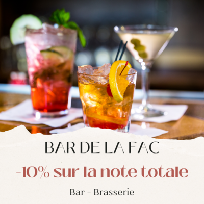Réduction de 10% au Bar de la Fac à Caen