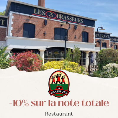 Réduction de 10% chez Les 3 Brasseurs à Mondeville